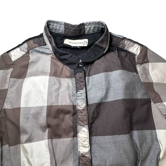 BURBERRY London Girls size 7/8 Grey/Black Check Plaid Shirt Dress - Picture 3 of 14
